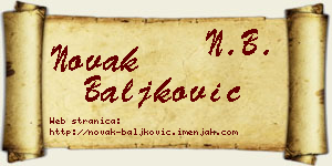 Novak Baljković vizit kartica